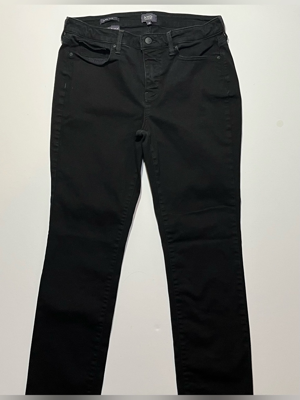NYDJ Sheri Slim Lift/Tuck Stretch Jeans, Size 10, Black (W30, L28)